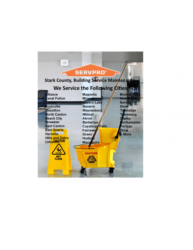 SERVPRO Commercial Cleaning Service Area cleaning supplies